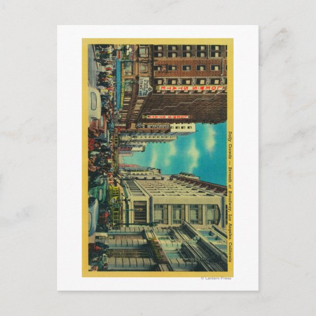 Dagliga folkmassor vid sjunde och internationella  vykort (Framsida)