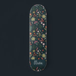 Dagliga, moderna, blå, botaniska blommor, Coola oc Mini Skateboard Bräda 18,5 Cm<br><div class="desc">Den här moderna och coola skateboard-skateboard-designen har en trädgårdsblomma mönster,  med en unik botanisk och blomma på en marin blå bakgrund,  och kan vara personlig med dina flickor namn. Perfektens gigantiska blommigt-gåva till alla skateboardentusiaster.</div>