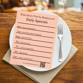 Dagliga specialerbjudanden Restaurang Flyer Med QR