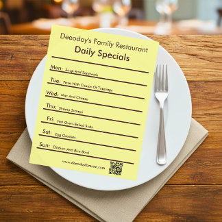 Dagliga specialerbjudanden Restaurang Flyer Med QR