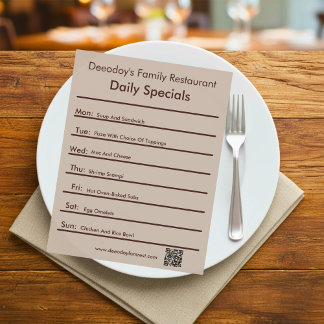 Dagliga specialerbjudanden Restaurang Flyer Med QR