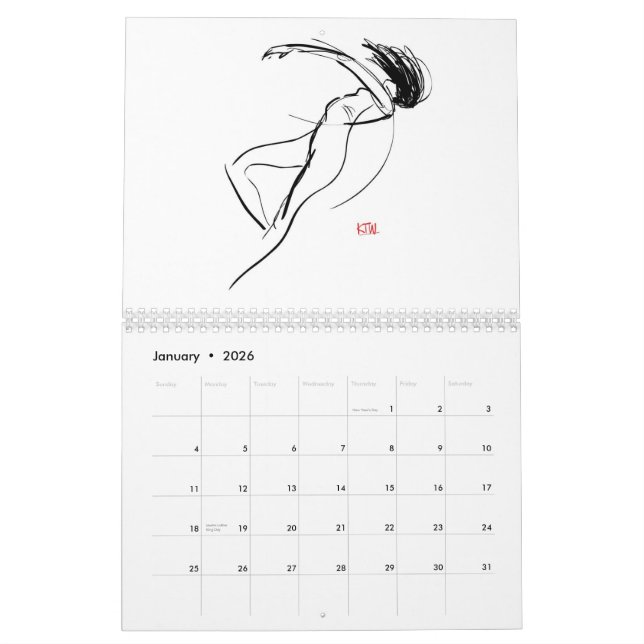 Dagligen figur kalender för 12 månad (Jan 2026)