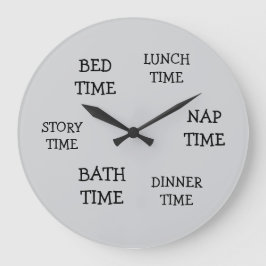 dagligt dagligt schema för barn grått med text stor klocka