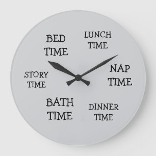 dagligt dagligt schema för barn grått med text stor klocka