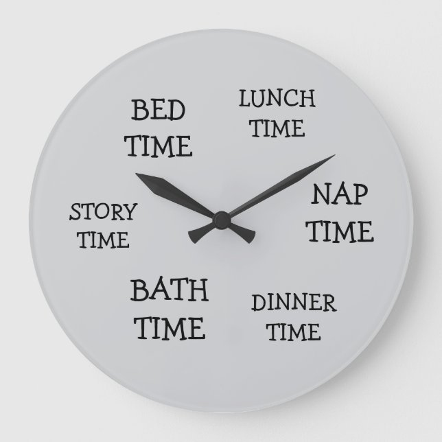 dagligt dagligt schema för barn grått med text stor klocka (Framsida)