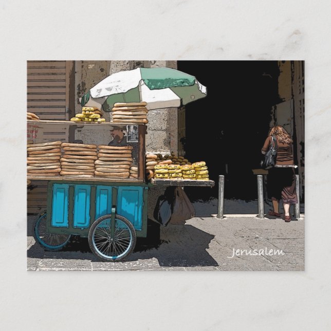 Dagligt liv i gata av jerusalem vykort (Framsida)