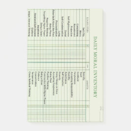 Dagligt moraliskt inventeringskort efter det att d post-it block