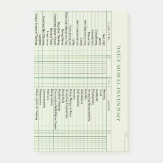 Dagligt moraliskt inventeringskort efter det att d post-it block