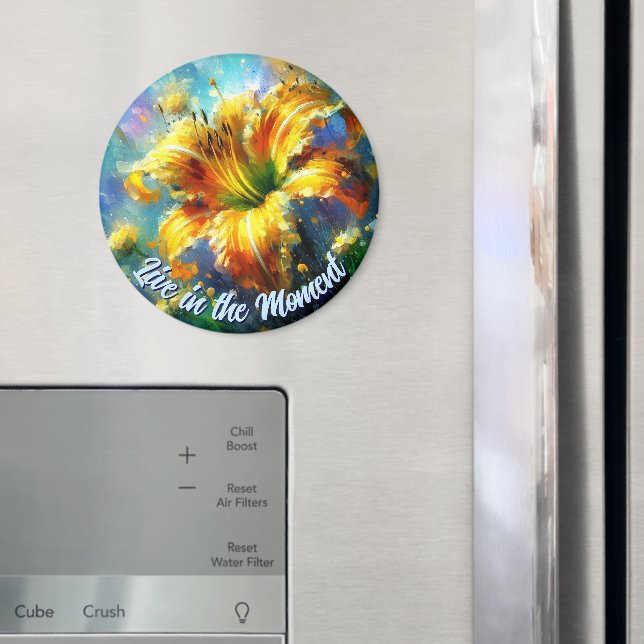 Daglilj Dagliljor Blomma Gul Teal Personlig Magnet (In Situ (Fridge))