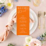 Dagmeny för den moderna minimala vibrant Orange Br Meny<br><div class="desc">Designad att samordna med för "Bright" Wedding-inbjudningssamlingen. Om du vill ändra information klickar du på Information. Om du vill flytta texten eller ändra storlek, teckensnitt eller färg klickar du på Redigera med Design Verktyg. Visa samlingslänken på den här sidan om du vill se alla matchande objekt i den här vackra...</div>