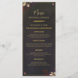 Dagmeny för Modern Charcol Black & Guld Bröllop Meny