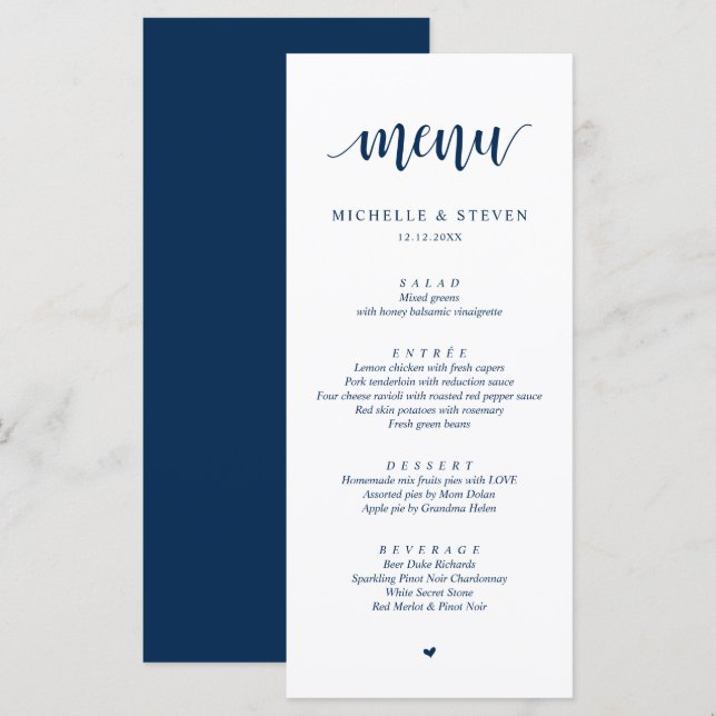 Dagmeny för Modern Rustic Bröllop Elopement Meny (Fram/baksida)