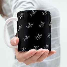 Dagmodernt skript i Svartvit namn mönster Kaffemugg