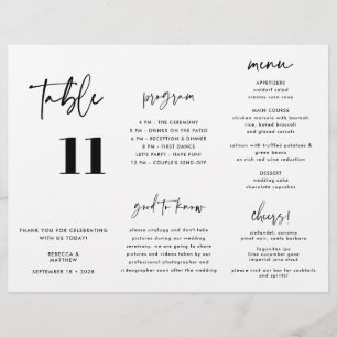 Dagordningen Modern Calligraphy Bröllop Menu