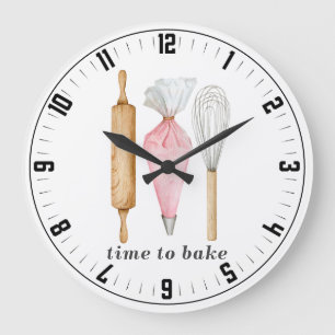 Dags att bake Bakers Verktyg Utensils Stor Klocka