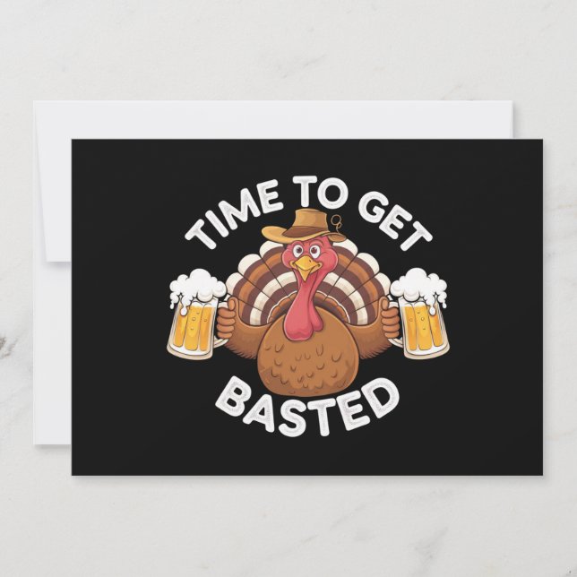 Dags att bli överöst Rolig öl Thanksgiving kalkon Inbjudningar (Framsida)