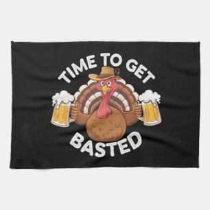 Dags att bli överöst Rolig öl Thanksgiving kalkon  Kökshandduk