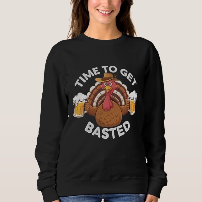 Dags att bli överöst Rolig öl Thanksgiving kalkon  T Shirt (Framsida)