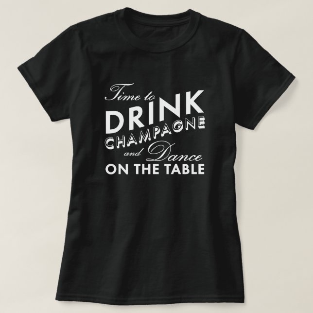 Dags att dricka Champagne Black T-shirt (Design framsida)