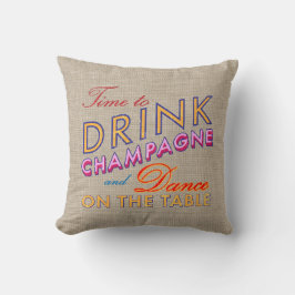 Dags att dricka Champagne Burlap Pillow Kudde