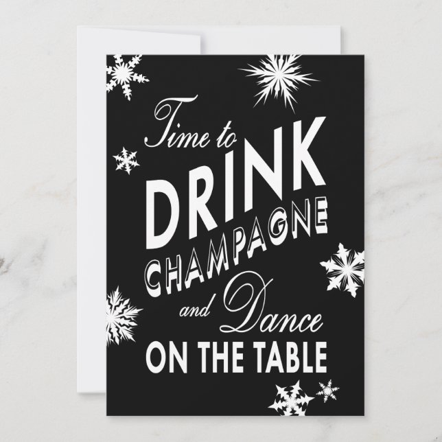 Dags att dricka Champagne Corporate Black-inbjudan Inbjudningar (Framsida)