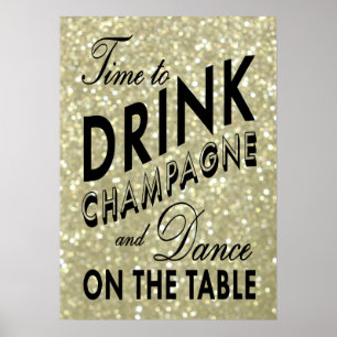 Dags att dricka Champagne Guld Poster