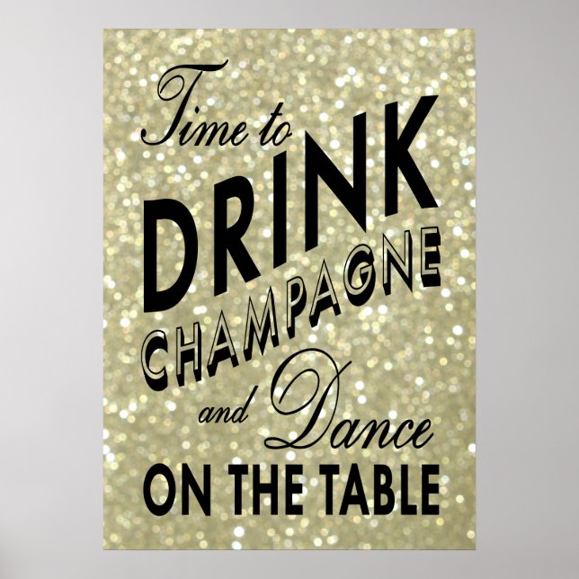 Dags att dricka Champagne Guld Poster (Framsidan)
