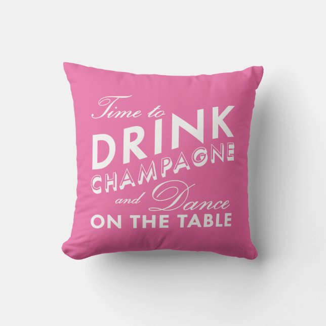 Dags att dricka Champagne Rosa Pillow Kudde (Framsida)