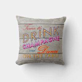 Dags att dricka Champagne Rustic Pillow Kudde