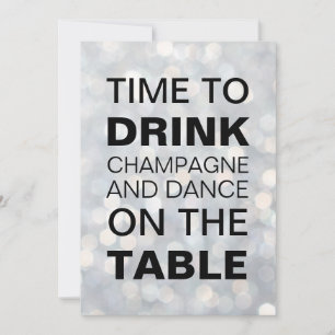 Dags att dricka Champagne Silver Födelsedagsinbjud Inbjudningar