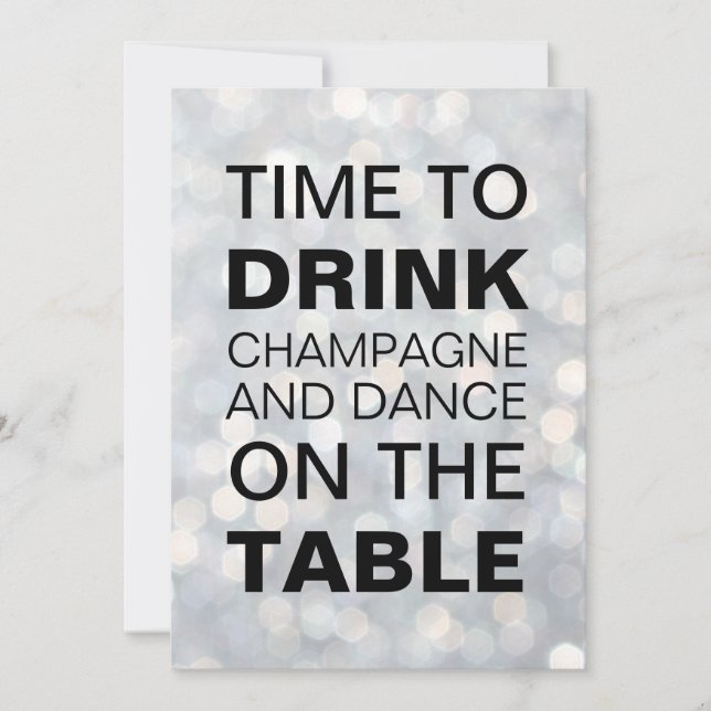 Dags att dricka Champagne Silver på födelsedagen Inbjudningar (Framsida)