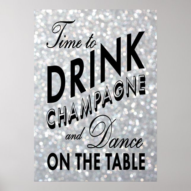 Dags att dricka Champagne Silver Poster (Framsidan)