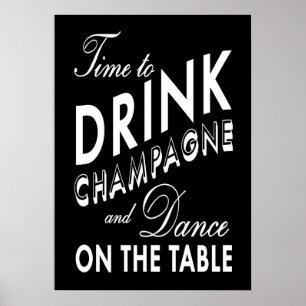 Dags att dricka champagne Svart affisch