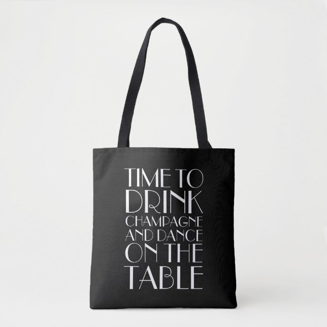 Dags att dricka Champagne Tote - svart Tygkasse (Framsida)