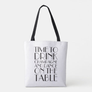 Dags att dricka Champagne Tote - vit Tygkasse