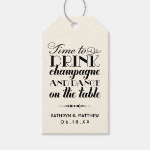Dags att dricka champagnecitatet Bröllop Monogram Presentetikett