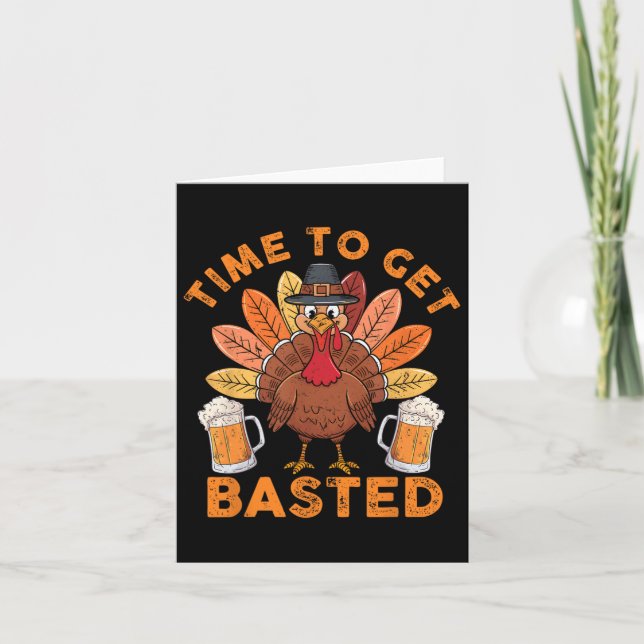 Dags att få en stärkt Thanksgiving av öl, Turkiet Kort (Framsida)