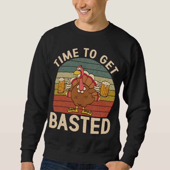 Dags att få en stärkt Thanksgiving av öl, Turkiet Lång Ärmad Tröja (Framsida)