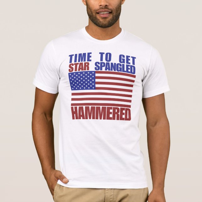 Dags att få stjärnornas spvinklade hamrade tee shirt (Framsida)