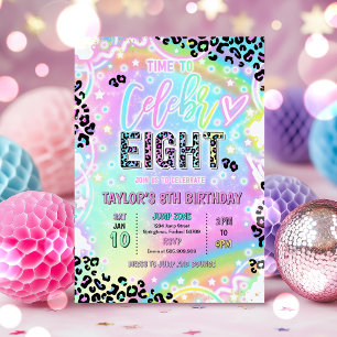Dags att fira-Åtta Rainbow Leopard 8-årsdag Inbjudningar