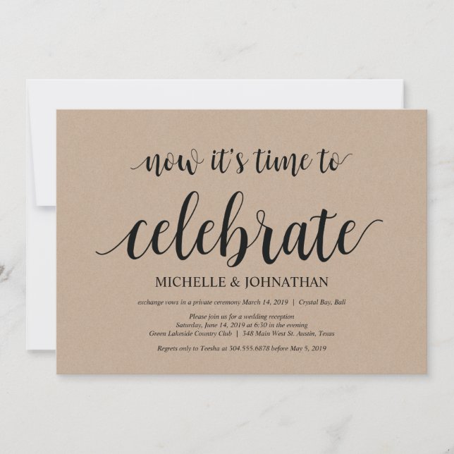 dags att fira, bröllop elopement inbjudningar (Framsida)