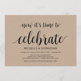 dags att fira, bröllopsinbjudan för bortresta par inbjudningar