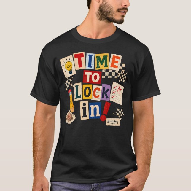 Dags att fokusera Oroa dig inte Lärare Testdag T Shirt (Framsida)