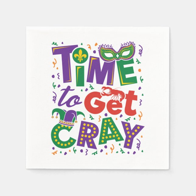 Dags att hämta Cray Kräftor Mardi Gras Pappersservett (Framsidan)