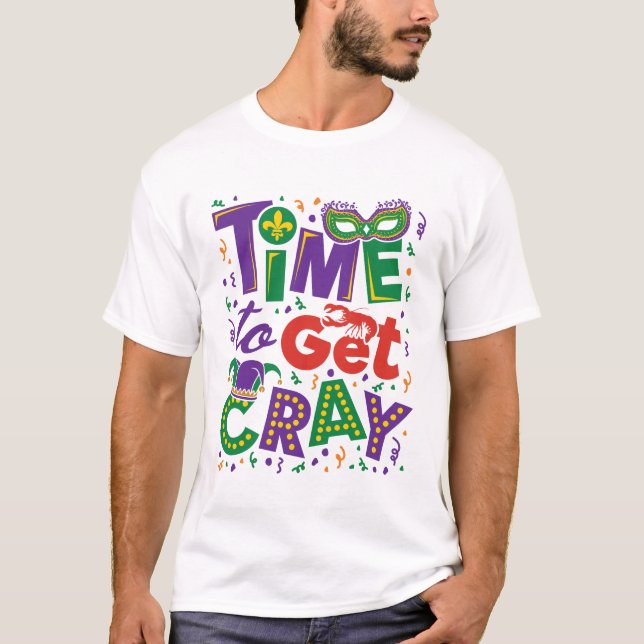 Dags att hämta Cray Kräftor Mardi Gras T Shirt (Framsida)