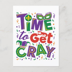 Dags att hämta Cray Kräftor Mardi Gras Vykort