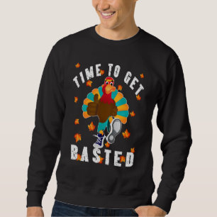 Dags att hämta Thanksgivingen Bast Drinking Turkie Lång Ärmad Tröja