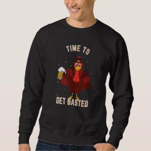 Dags att hämta Thanksgivingen Bast Drinking Turkie Lång Ärmad Tröja
