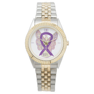 Dags att hoppas på Lila Awareness Ribbon Angel Wat Armbandsur