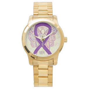 Dags att hoppas på Lila Awareness Ribbon Angel Wat Armbandsur